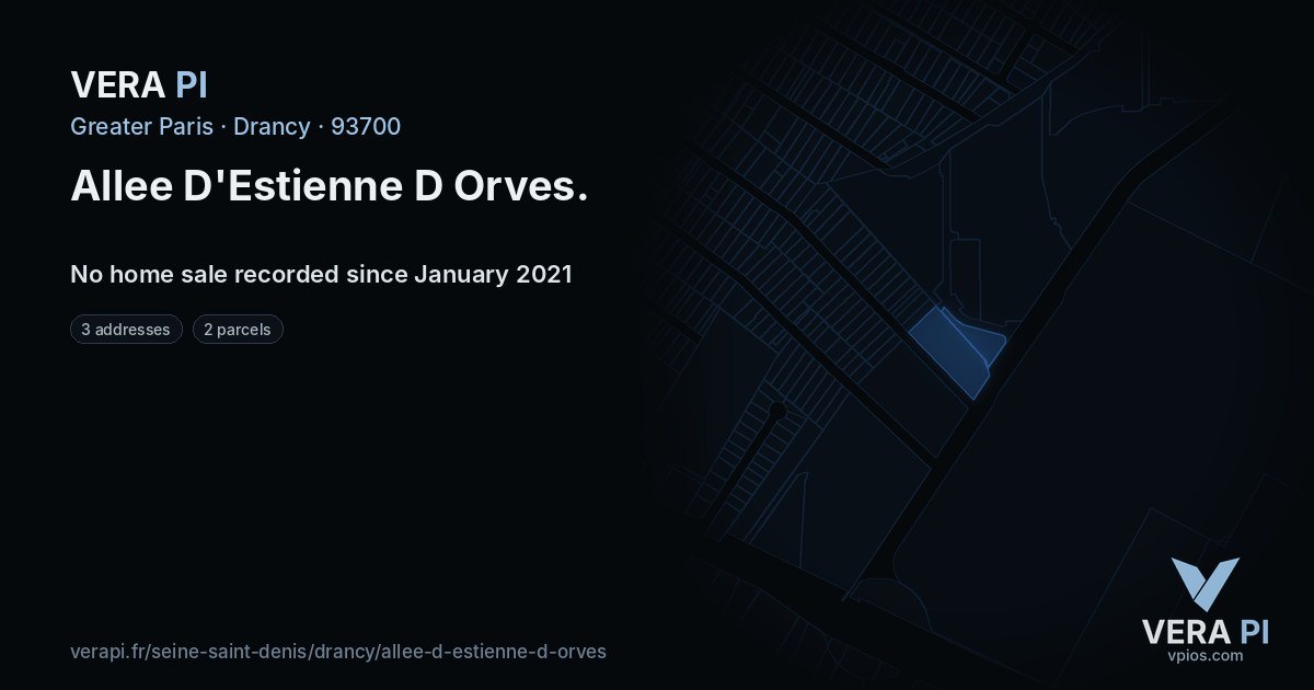 Allee D'Estienne D Orves, Drancy at night – every parcel coloured by the prices around it, the street's own parcels lit