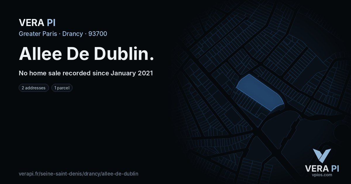 Allee De Dublin, Drancy at night – every parcel coloured by the prices around it, the street's own parcels lit