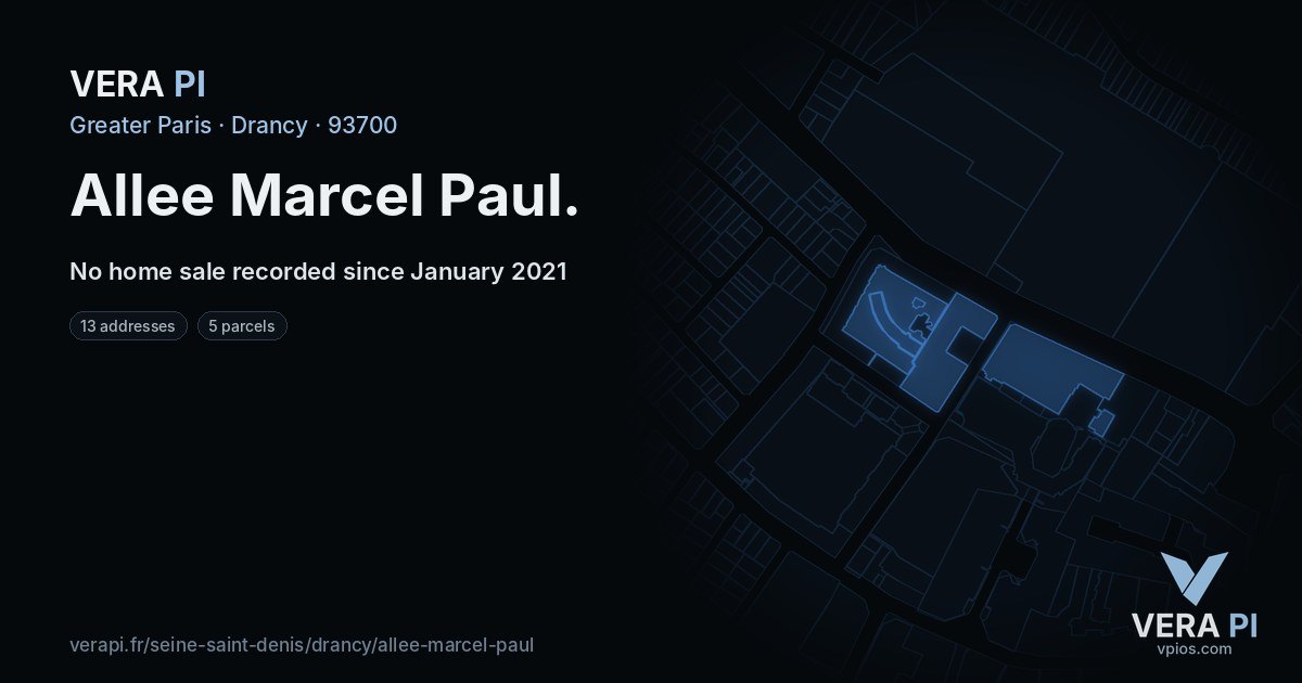 Allee Marcel Paul, Drancy at night – every parcel coloured by the prices around it, the street's own parcels lit