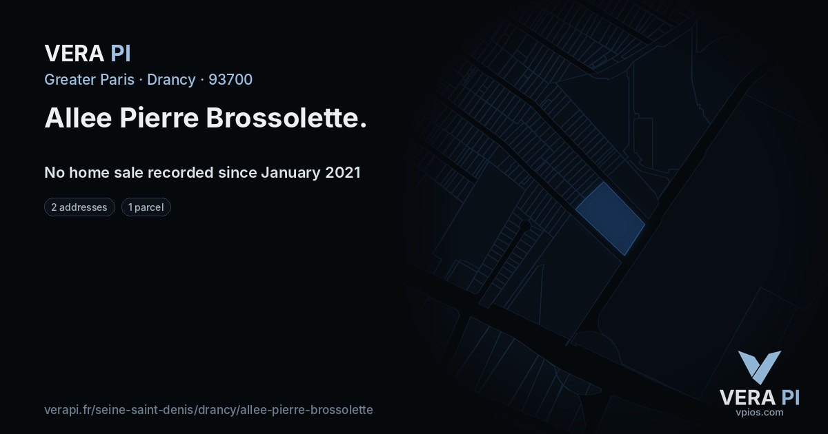 Allee Pierre Brossolette, Drancy at night – every parcel coloured by the prices around it, the street's own parcels lit