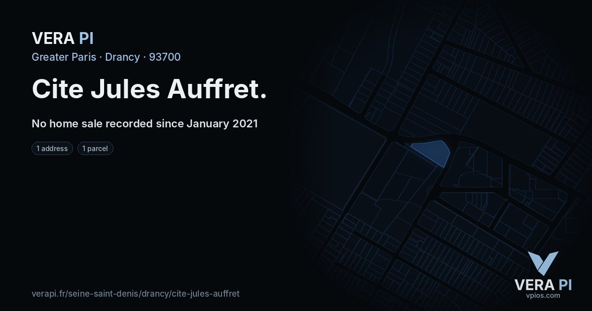Cite Jules Auffret, Drancy at night – every parcel coloured by the prices around it, the street's own parcels lit