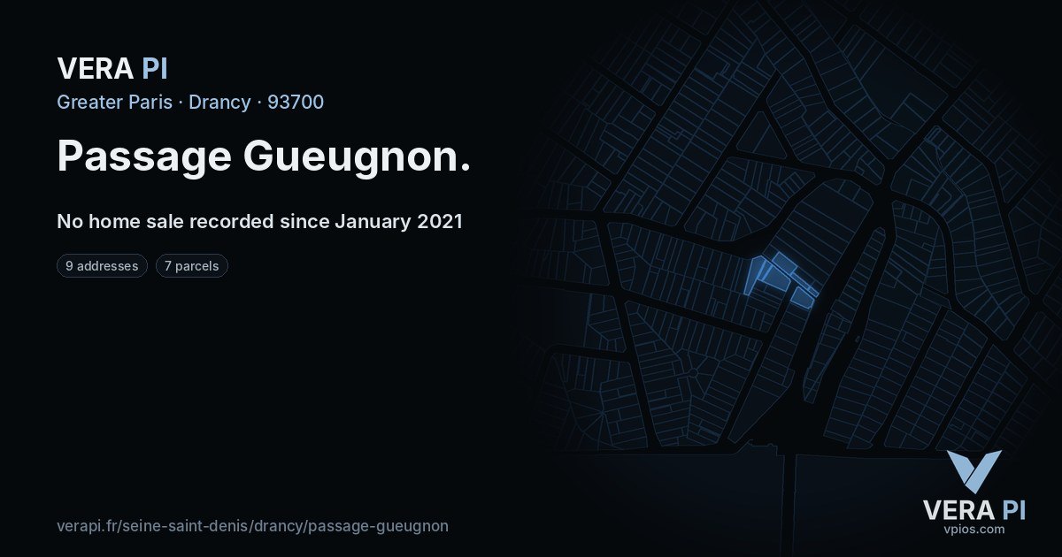 Passage Gueugnon, Drancy at night – every parcel coloured by the prices around it, the street's own parcels lit