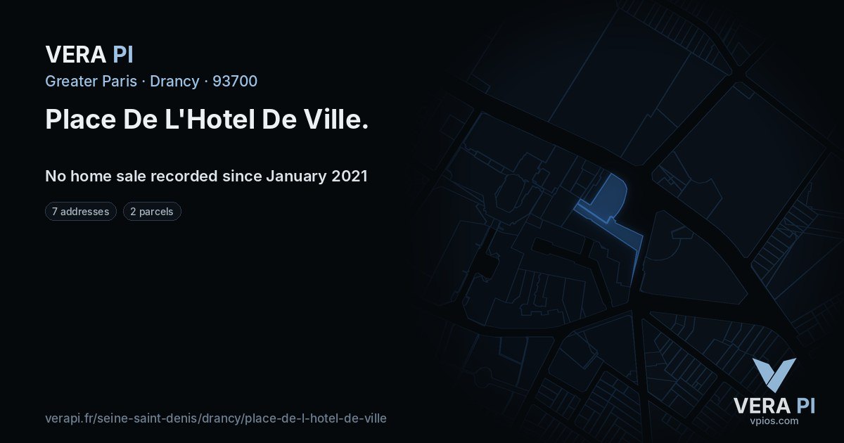 Place De L'Hotel De Ville, Drancy at night – every parcel coloured by the prices around it, the street's own parcels lit