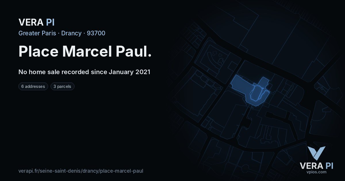 Place Marcel Paul, Drancy at night – every parcel coloured by the prices around it, the street's own parcels lit