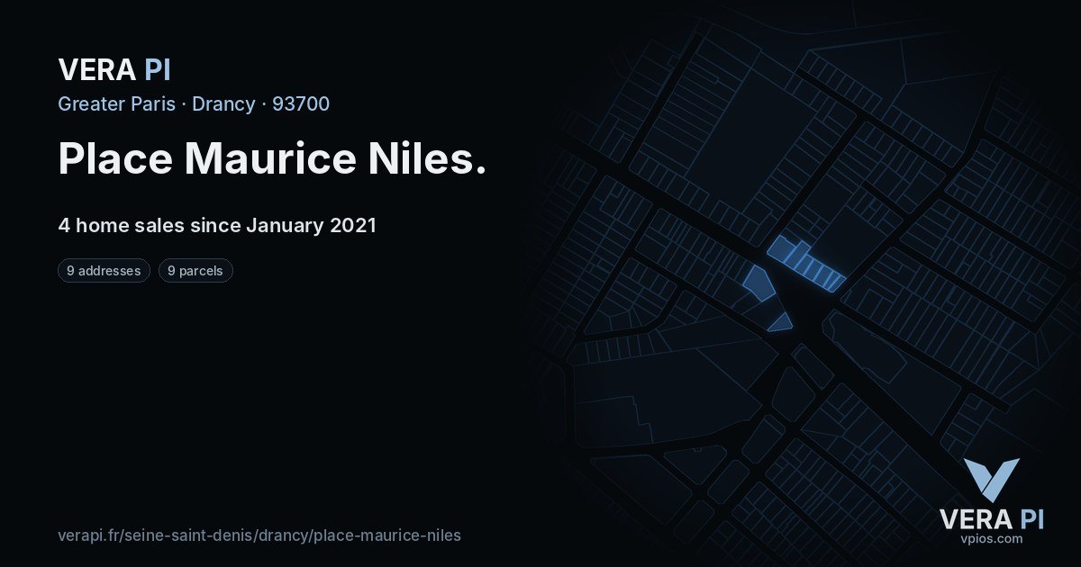 Place Maurice Niles, Drancy at night – every parcel coloured by the prices around it, the street's own parcels lit