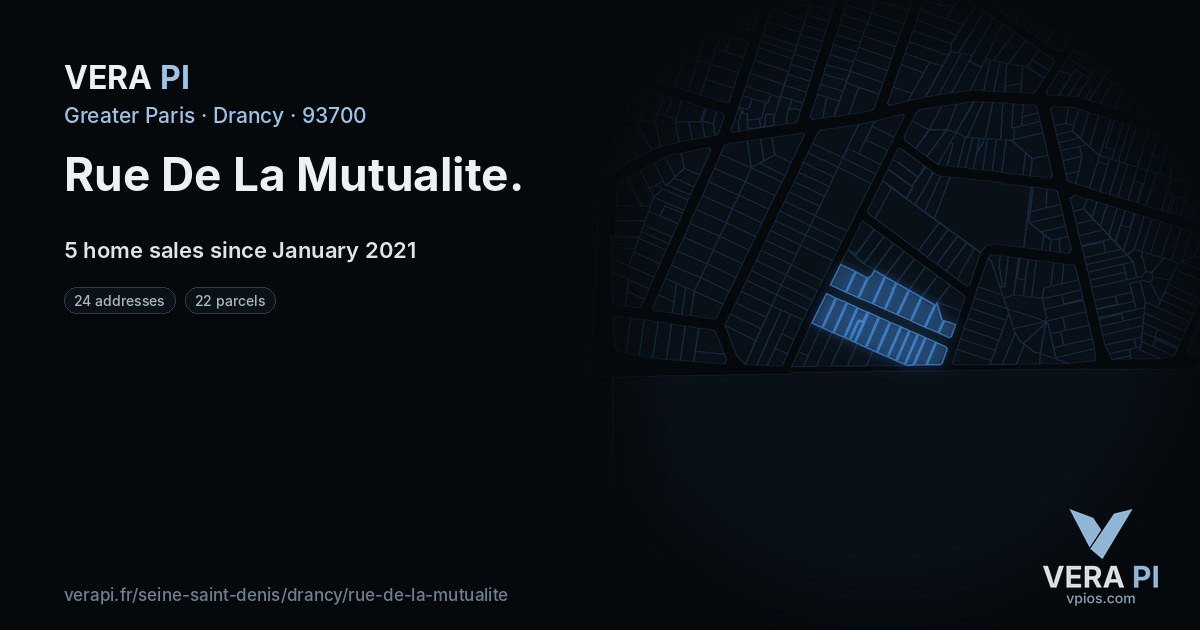 Rue De La Mutualite, Drancy at night – every parcel coloured by the prices around it, the street's own parcels lit