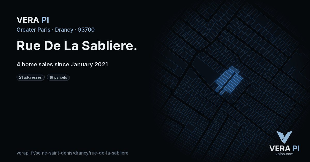 Rue De La Sabliere, Drancy at night – every parcel coloured by the prices around it, the street's own parcels lit