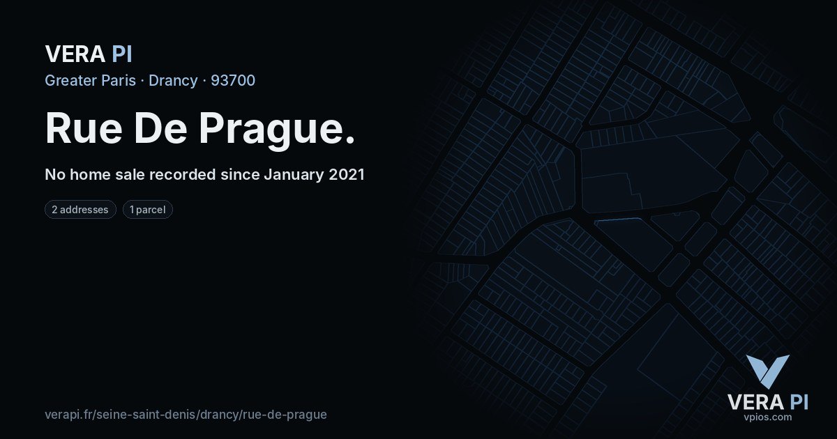 Rue De Prague, Drancy at night – every parcel coloured by the prices around it, the street's own parcels lit