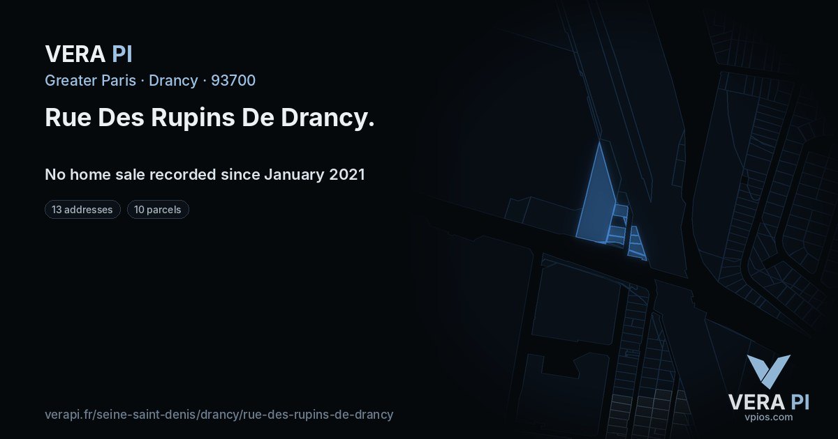 Rue Des Rupins De Drancy, Drancy at night – every parcel coloured by the prices around it, the street's own parcels lit