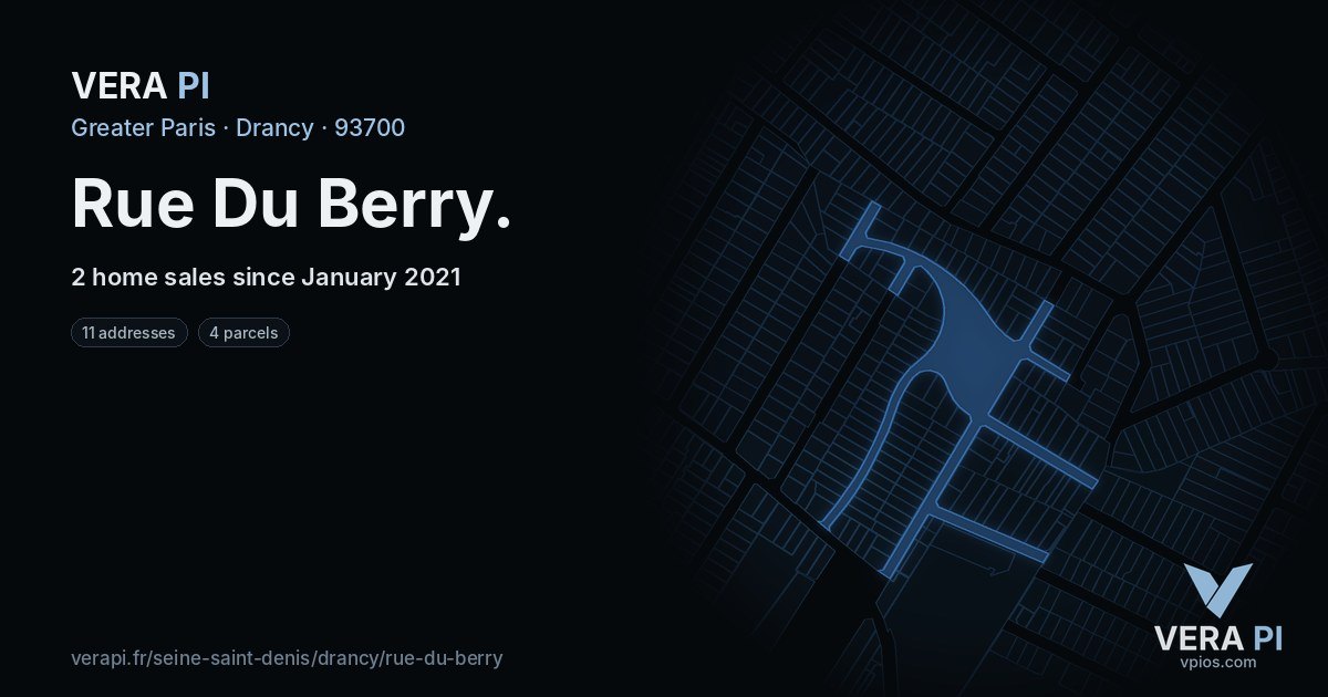 Rue Du Berry, Drancy at night – every parcel coloured by the prices around it, the street's own parcels lit