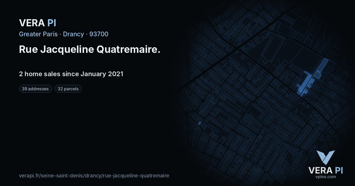 Rue Jacqueline Quatremaire, Drancy at night – every parcel coloured by the prices around it, the street's own parcels lit