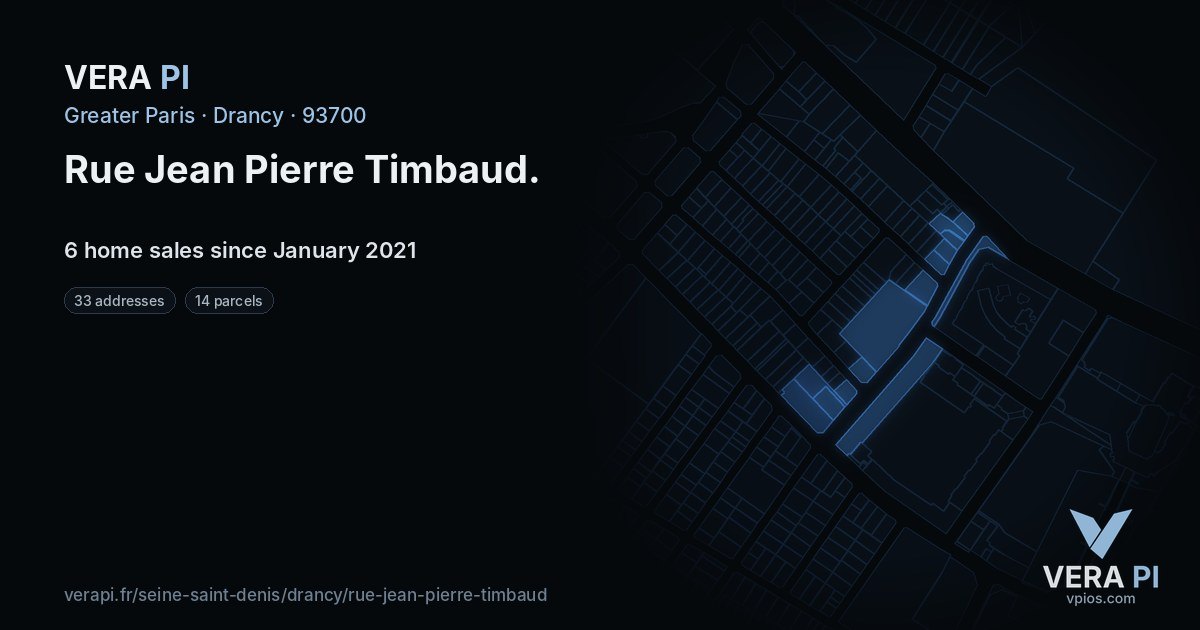 Rue Jean Pierre Timbaud, Drancy at night – every parcel coloured by the prices around it, the street's own parcels lit