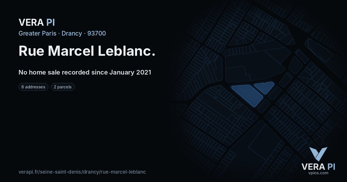 Rue Marcel Leblanc, Drancy at night – every parcel coloured by the prices around it, the street's own parcels lit