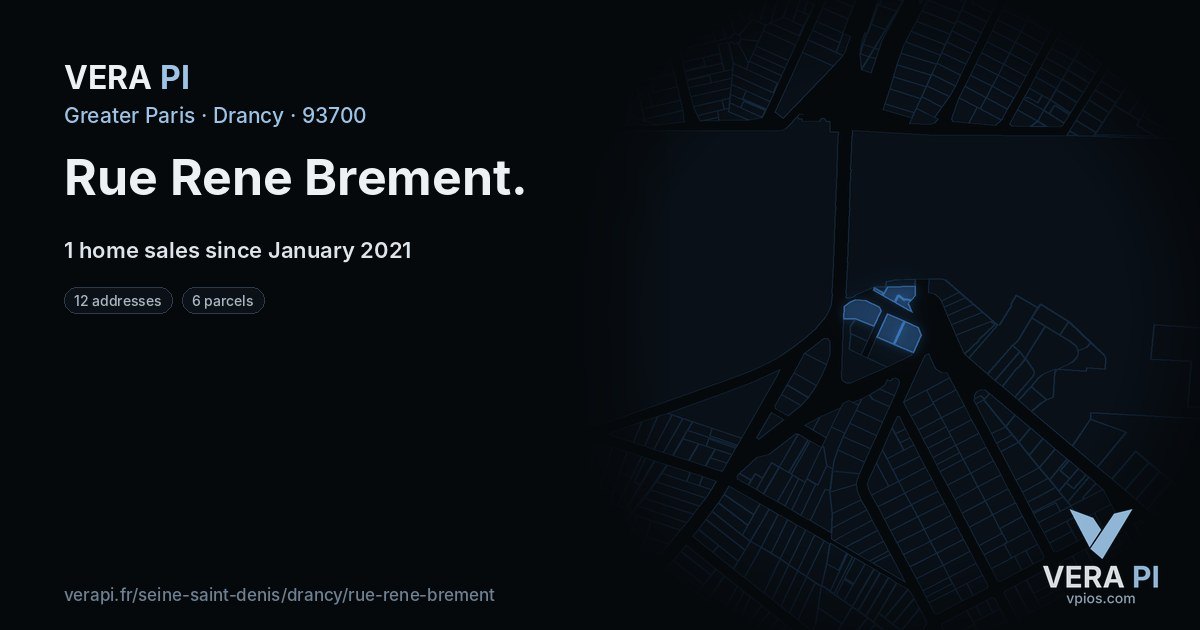 Rue Rene Brement, Drancy at night – every parcel coloured by the prices around it, the street's own parcels lit