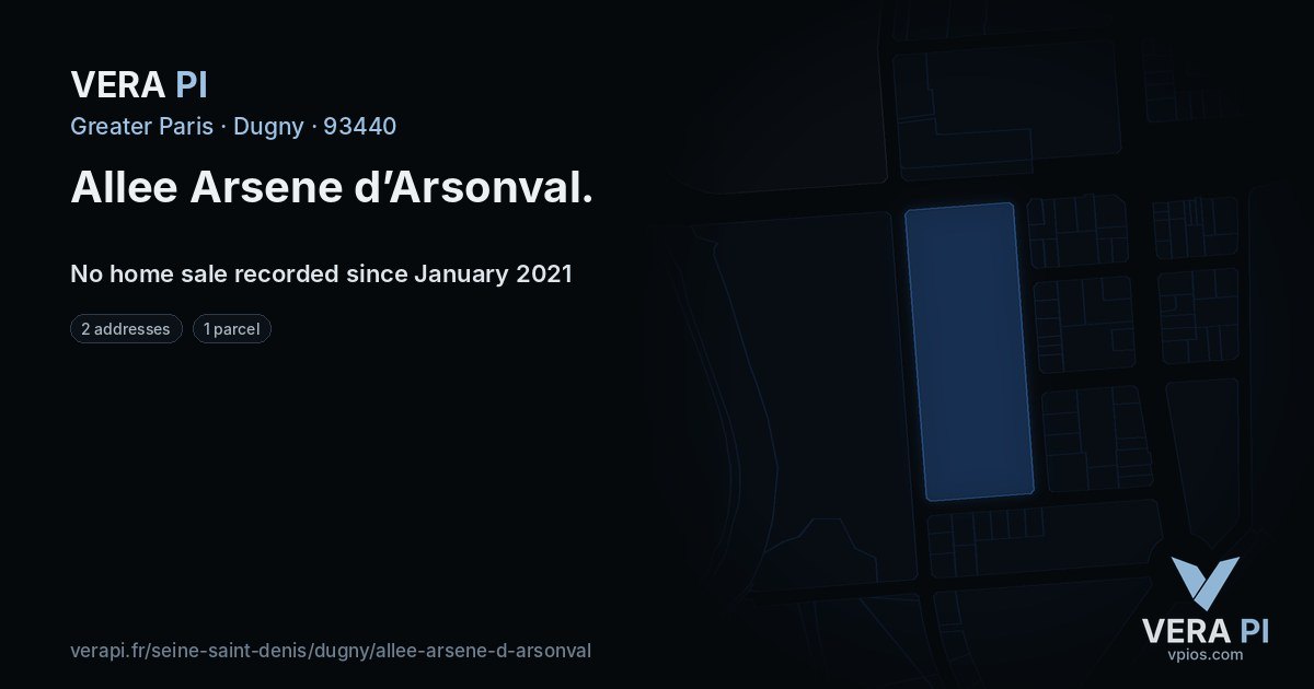 Allee Arsene d’Arsonval, Dugny at night – every parcel coloured by the prices around it, the street's own parcels lit