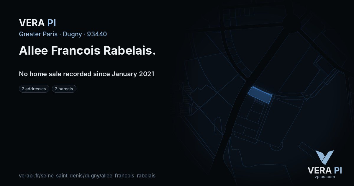 Allee Francois Rabelais, Dugny at night – every parcel coloured by the prices around it, the street's own parcels lit