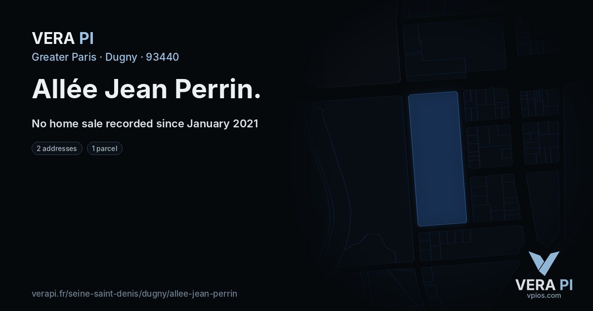 Allée Jean Perrin, Dugny at night – every parcel coloured by the prices around it, the street's own parcels lit