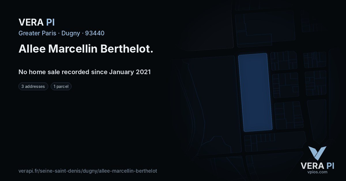 Allee Marcellin Berthelot, Dugny at night – every parcel coloured by the prices around it, the street's own parcels lit