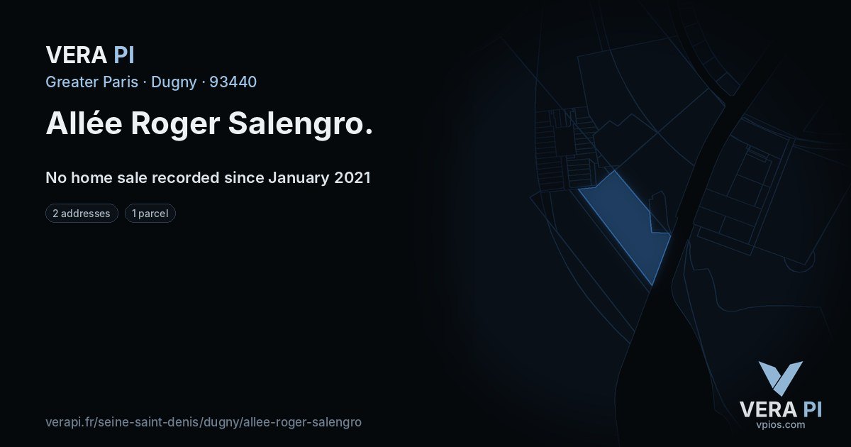 Allée Roger Salengro, Dugny at night – every parcel coloured by the prices around it, the street's own parcels lit
