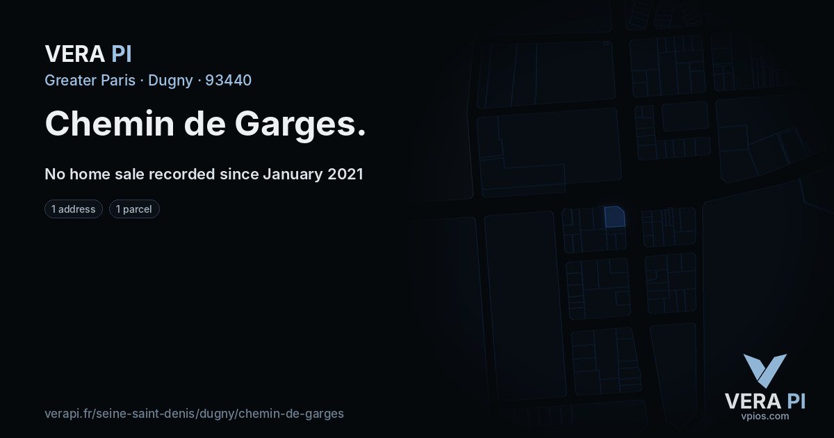 Chemin de Garges, Dugny at night – every parcel coloured by the prices around it, the street's own parcels lit