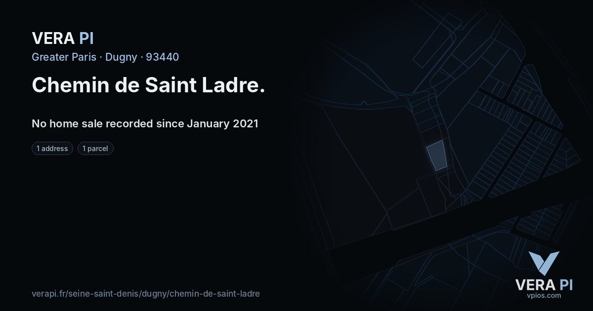 Chemin de Saint Ladre, Dugny at night – every parcel coloured by the prices around it, the street's own parcels lit