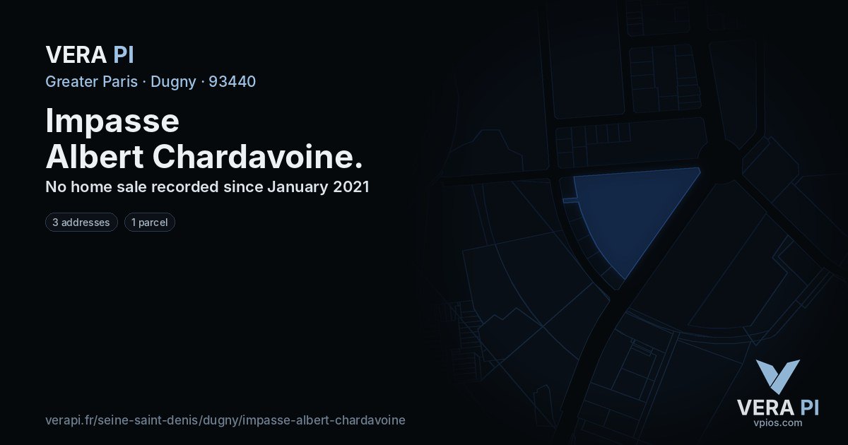 Impasse Albert Chardavoine, Dugny at night – every parcel coloured by the prices around it, the street's own parcels lit