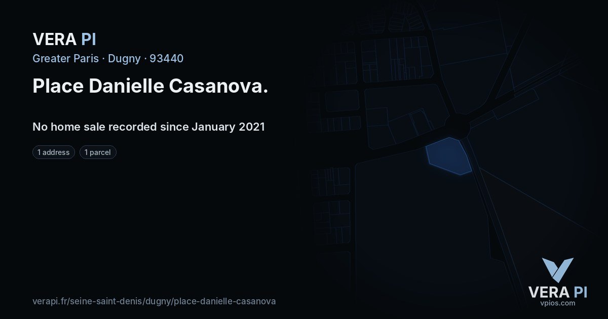 Place Danielle Casanova, Dugny at night – every parcel coloured by the prices around it, the street's own parcels lit