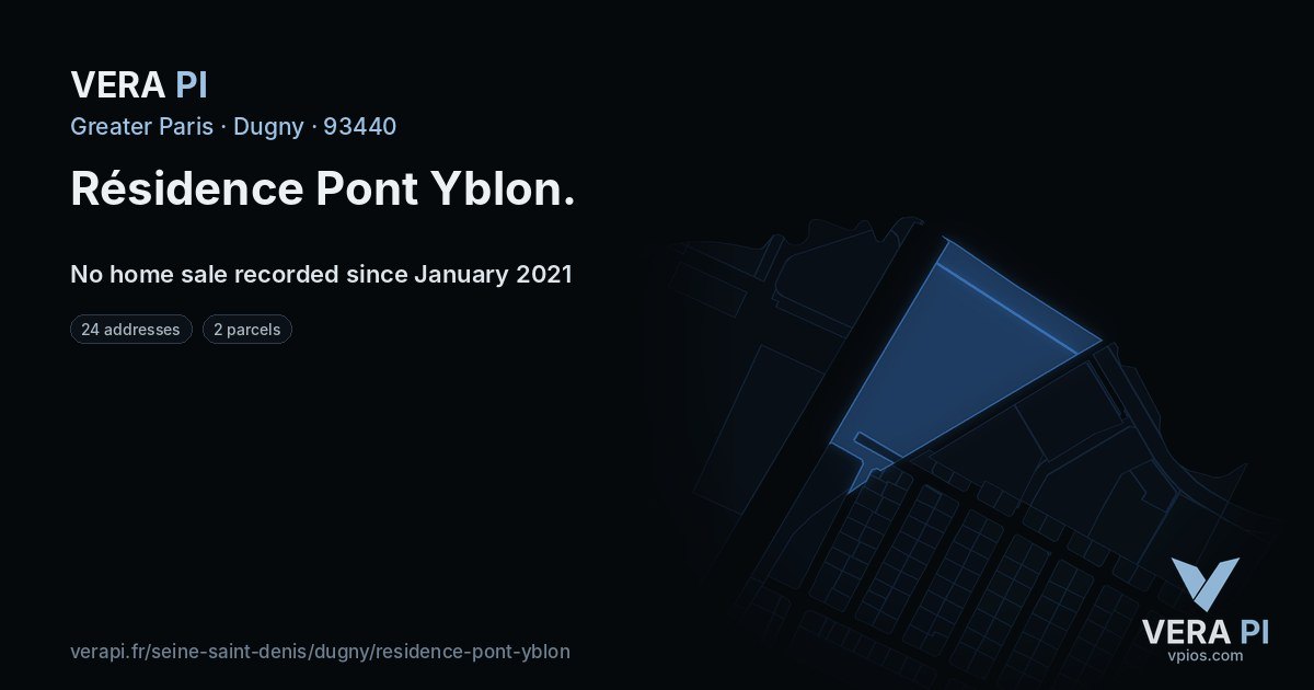 Résidence Pont Yblon, Dugny at night – every parcel coloured by the prices around it, the street's own parcels lit