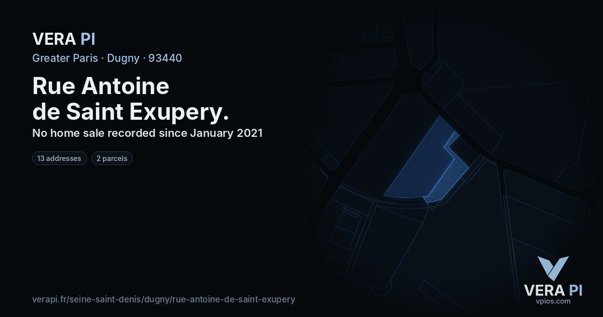 Rue Antoine de Saint Exupery, Dugny at night – every parcel coloured by the prices around it, the street's own parcels lit