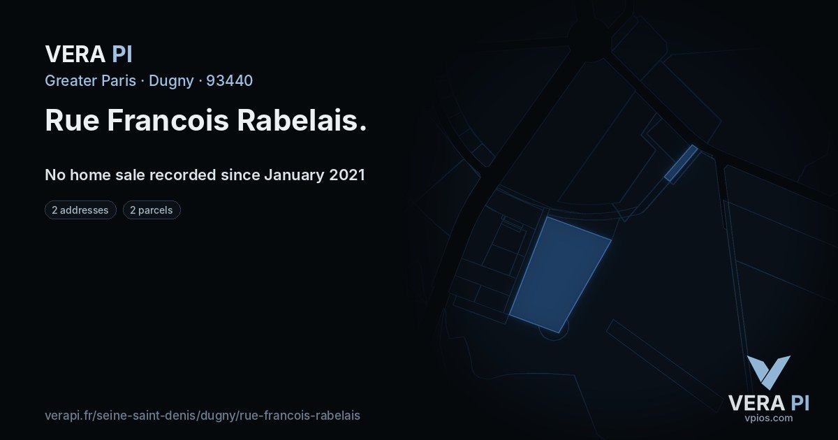 Rue Francois Rabelais, Dugny at night – every parcel coloured by the prices around it, the street's own parcels lit