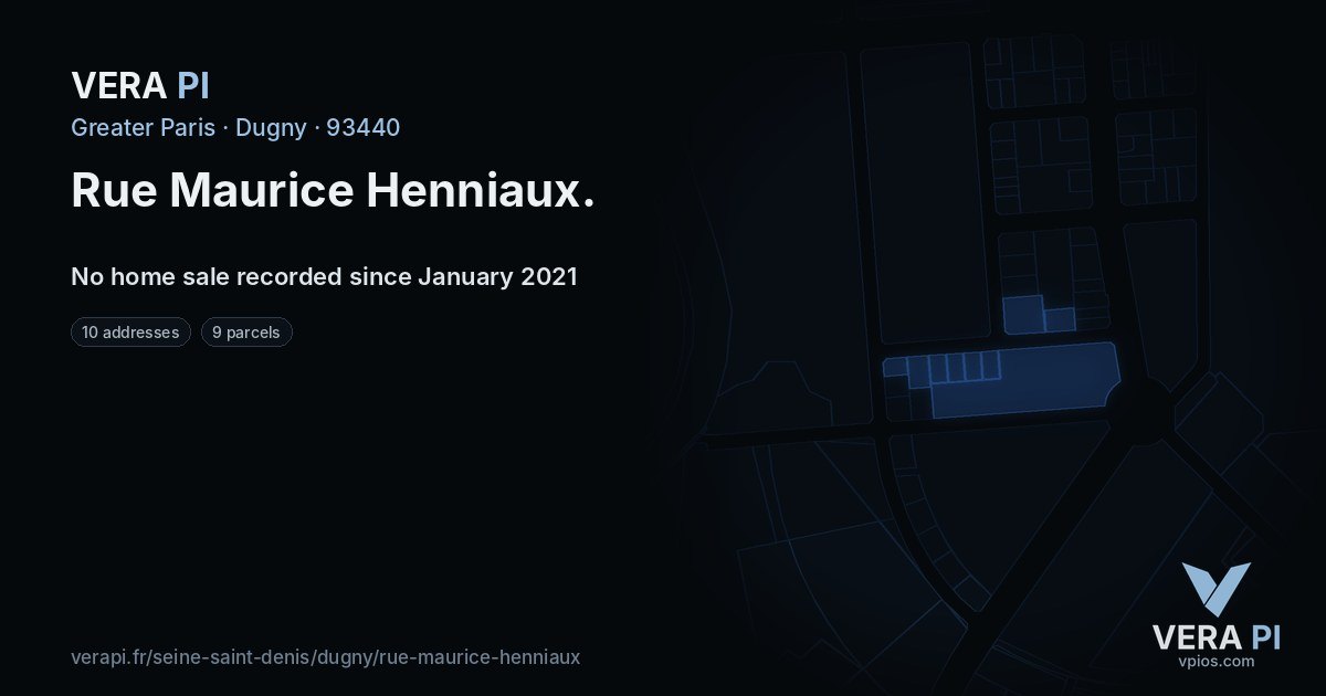 Rue Maurice Henniaux, Dugny at night – every parcel coloured by the prices around it, the street's own parcels lit