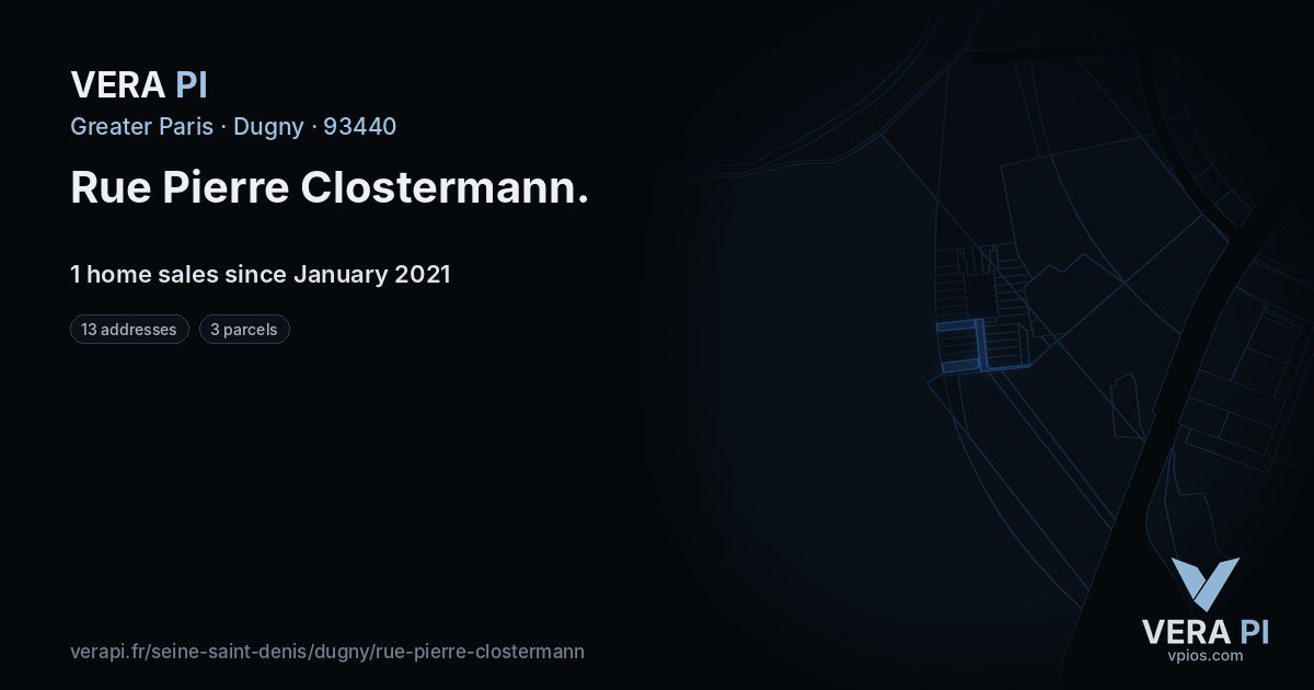 Rue Pierre Clostermann, Dugny at night – every parcel coloured by the prices around it, the street's own parcels lit