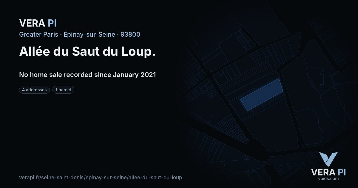 Allée du Saut du Loup, Épinay-sur-Seine at night – every parcel coloured by the prices around it, the street's own parcels lit