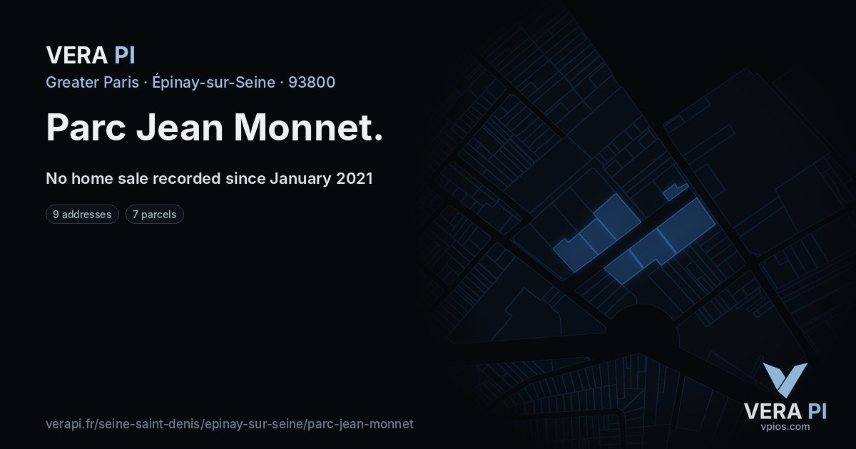 Parc Jean Monnet, Épinay-sur-Seine at night – every parcel coloured by the prices around it, the street's own parcels lit