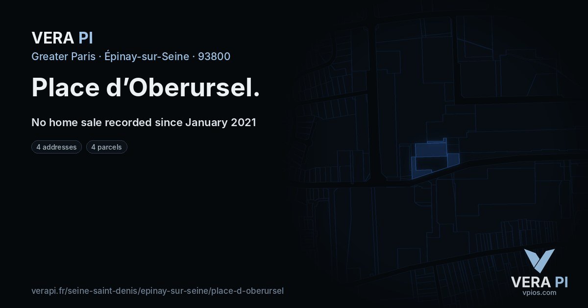 Place d’Oberursel, Épinay-sur-Seine at night – every parcel coloured by the prices around it, the street's own parcels lit