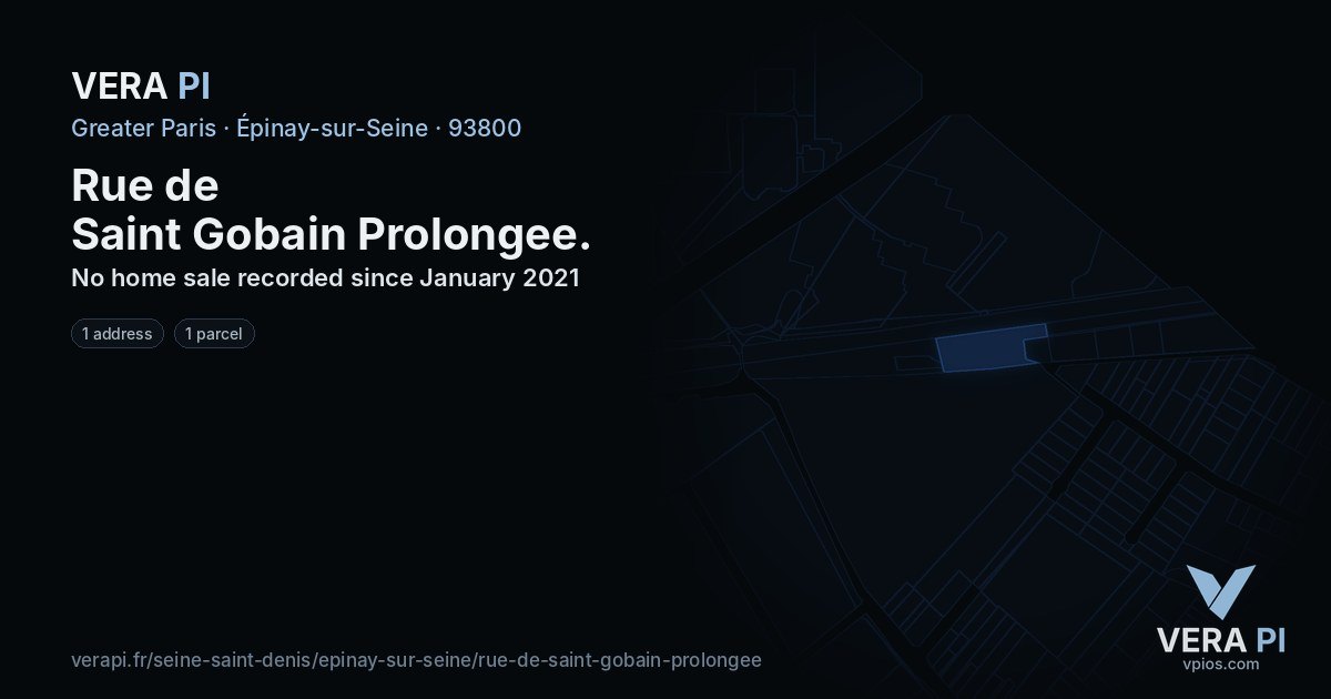 Rue de Saint Gobain Prolongee, Épinay-sur-Seine at night – every parcel coloured by the prices around it, the street's own parcels lit