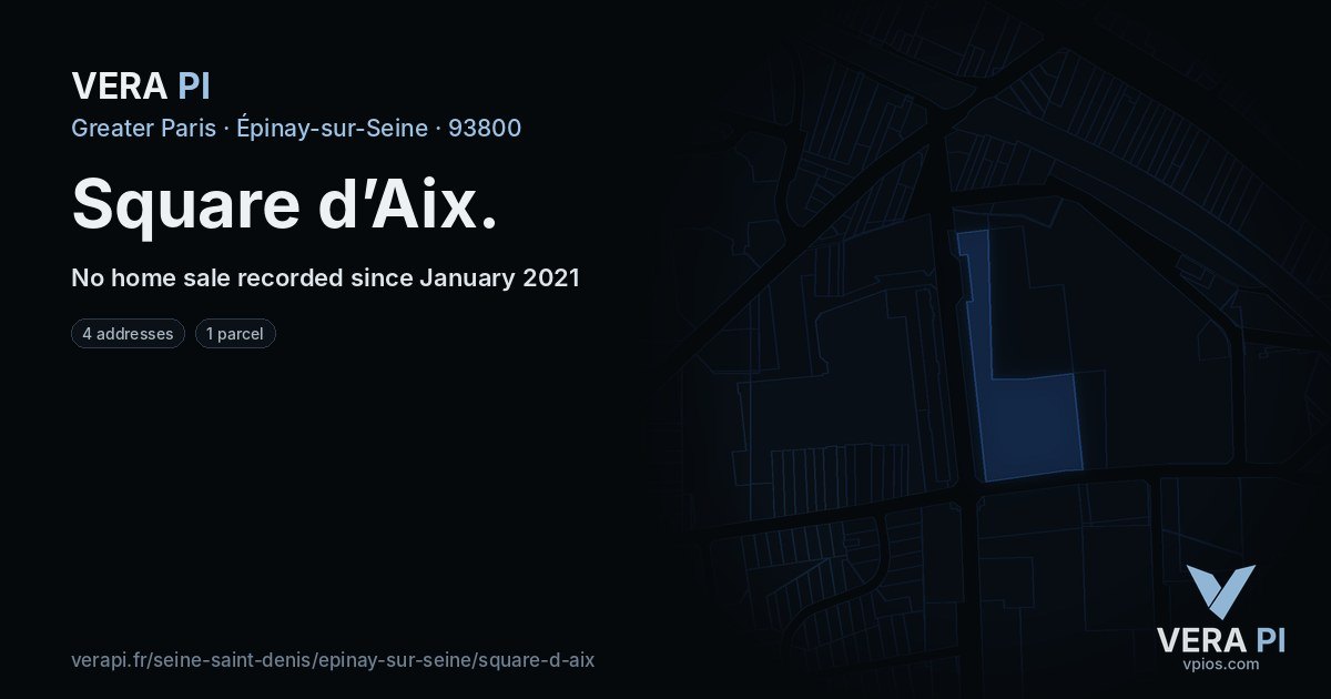 Square d’Aix, Épinay-sur-Seine at night – every parcel coloured by the prices around it, the street's own parcels lit