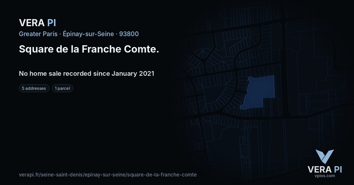Square de la Franche Comte, Épinay-sur-Seine at night – every parcel coloured by the prices around it, the street's own parcels lit