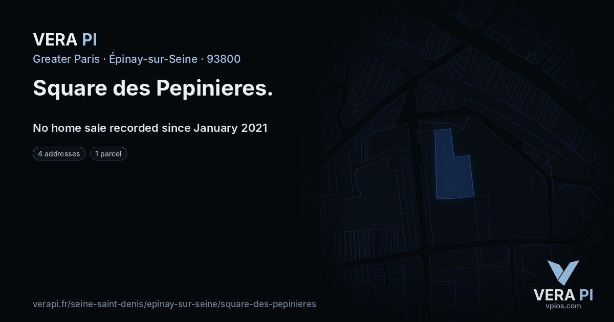 Square des Pepinieres, Épinay-sur-Seine at night – every parcel coloured by the prices around it, the street's own parcels lit