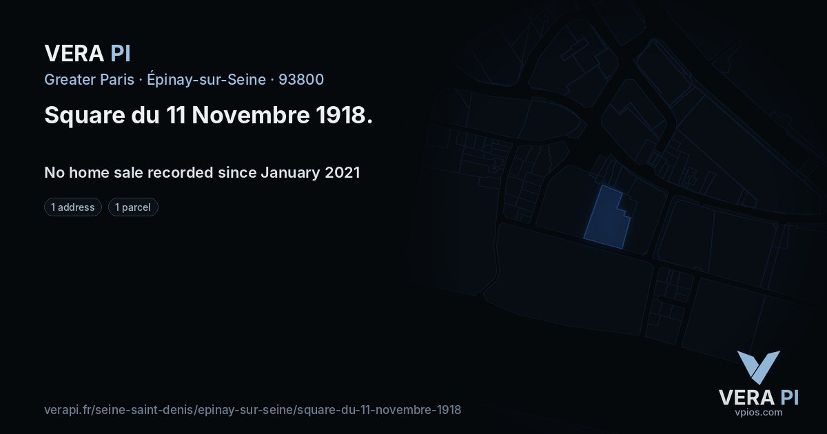 Square du 11 Novembre 1918, Épinay-sur-Seine at night – every parcel coloured by the prices around it, the street's own parcels lit