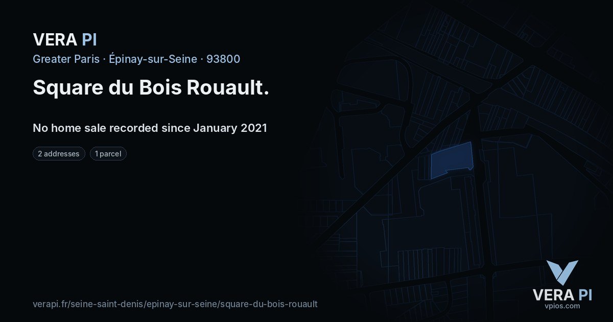 Square du Bois Rouault, Épinay-sur-Seine at night – every parcel coloured by the prices around it, the street's own parcels lit