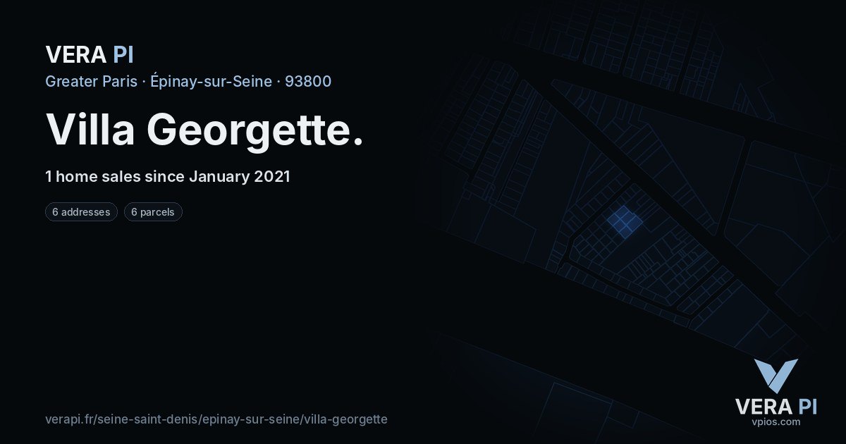 Villa Georgette, Épinay-sur-Seine at night – every parcel coloured by the prices around it, the street's own parcels lit