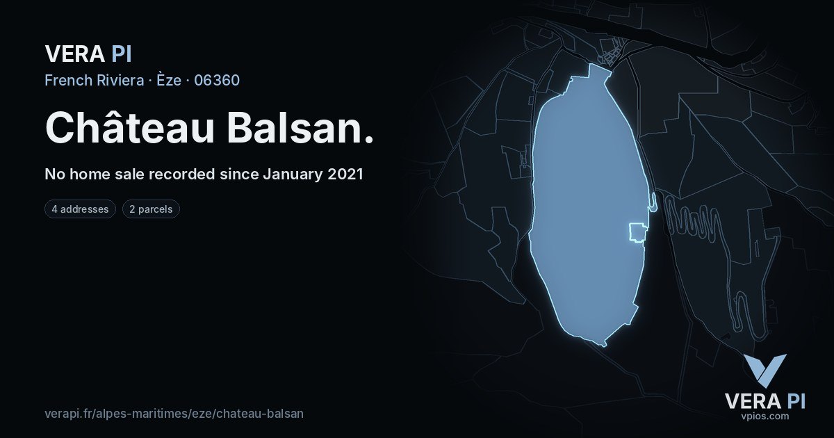 Château Balsan, Èze at night – every parcel coloured by the prices around it, the street's own parcels lit