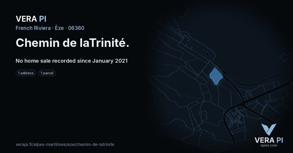 Chemin de laTrinité, Èze at night – every parcel coloured by the prices around it, the street's own parcels lit