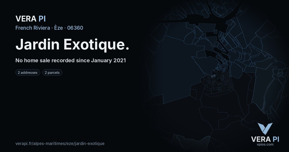Jardin Exotique, Èze at night – every parcel coloured by the prices around it, the street's own parcels lit