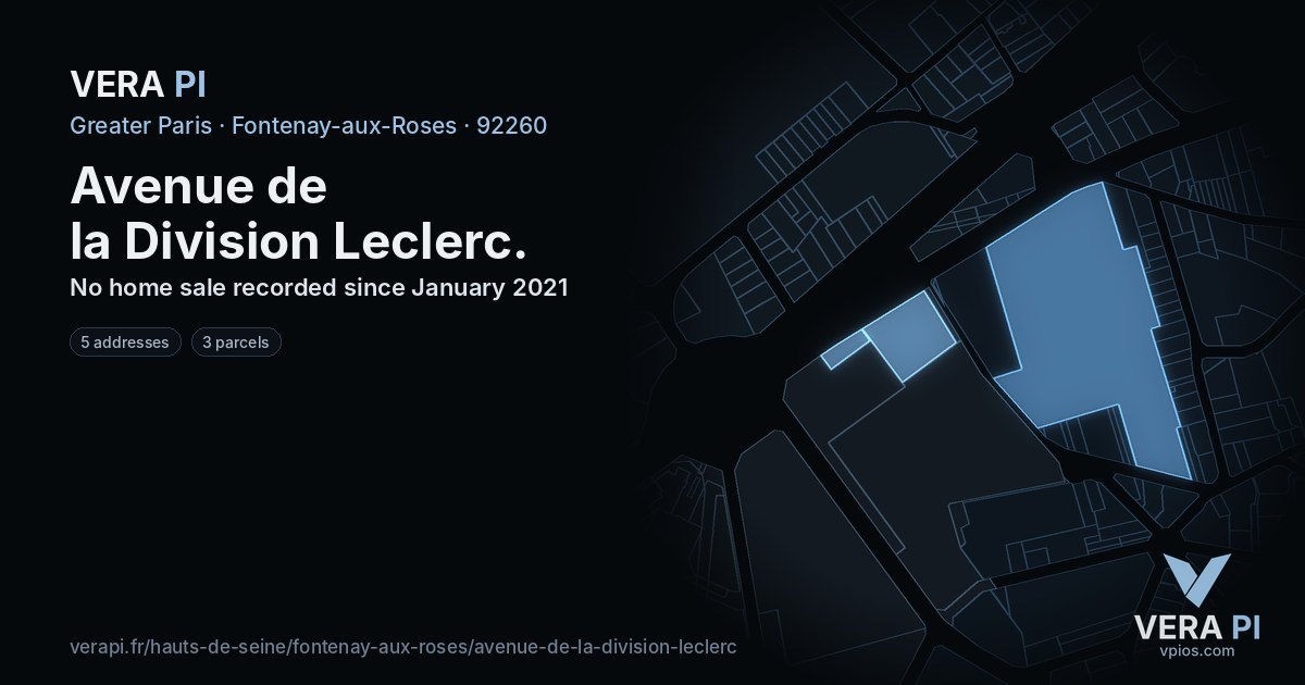 Avenue de la Division Leclerc, Fontenay-aux-Roses at night – every parcel coloured by the prices around it, the street's own parcels lit