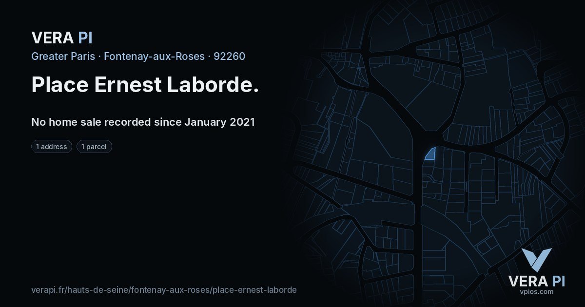 Place Ernest Laborde, Fontenay-aux-Roses at night – every parcel coloured by the prices around it, the street's own parcels lit