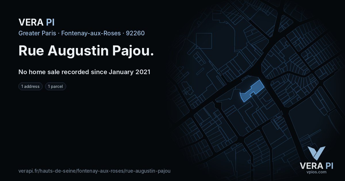 Rue Augustin Pajou, Fontenay-aux-Roses at night – every parcel coloured by the prices around it, the street's own parcels lit