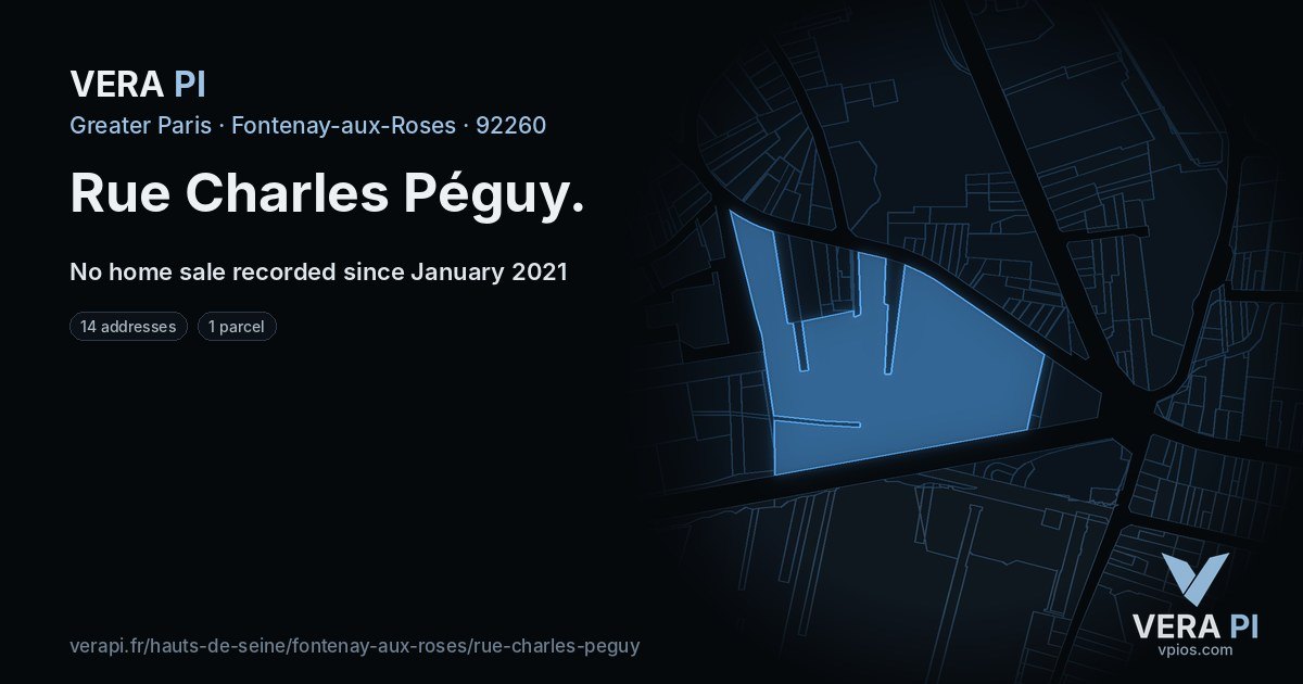 Rue Charles Péguy, Fontenay-aux-Roses at night – every parcel coloured by the prices around it, the street's own parcels lit
