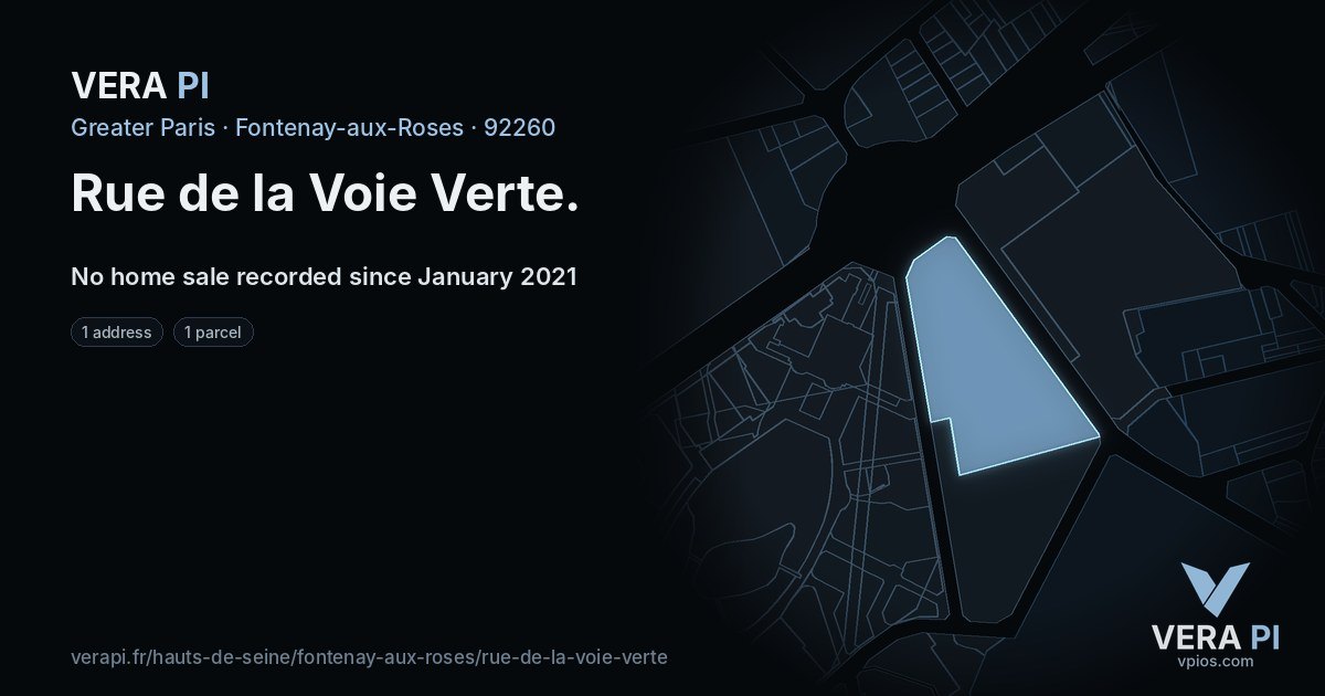Rue de la Voie Verte, Fontenay-aux-Roses at night – every parcel coloured by the prices around it, the street's own parcels lit